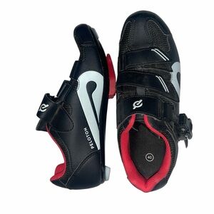 Peloton Indoor Cycling Black and Red Shoes